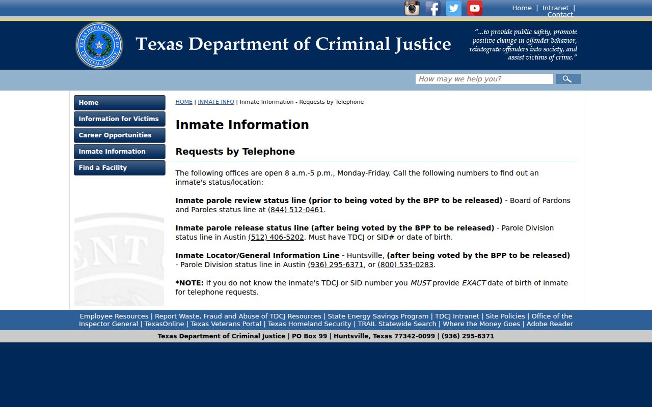 Maverick County arrest records TDCJ telephone lookup
