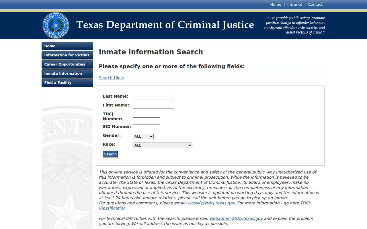 Maverick County arrest search TDCJ inmate lookup