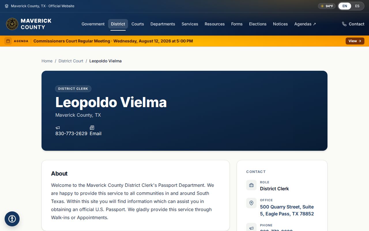 Maverick County court case lookup District Clerk information
