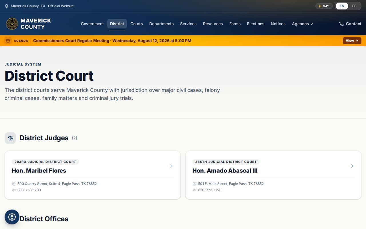 Maverick County criminal court cases district court page