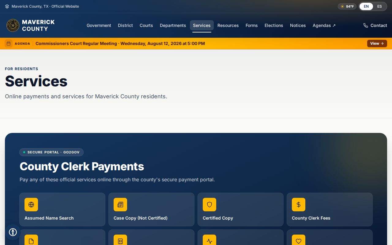 Maverick County criminal court copy and payment services