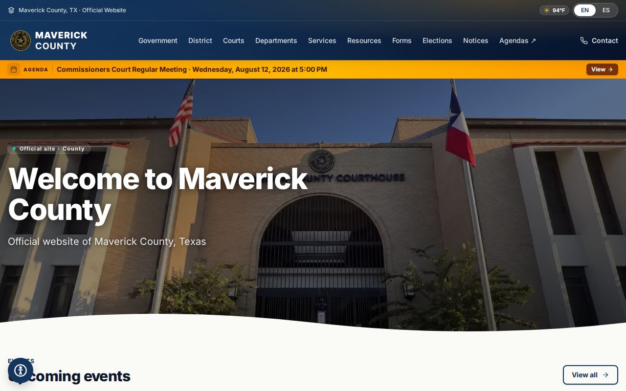 Maverick County criminal record gateway on the official county website