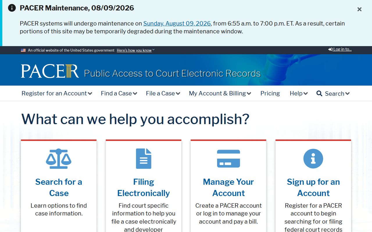 Maverick County federal criminal record access through PACER